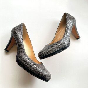 COLE HAAN Grey Leather SnakeSkin Print Platform‎ He